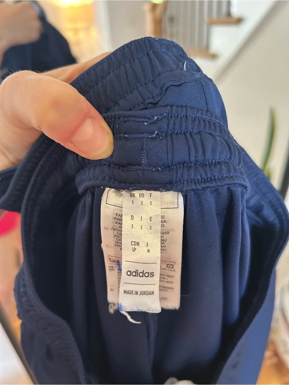 adidas Navy Athletic Shorts with White Drawstring